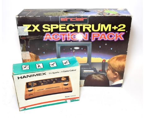 Sinclair ZX Spectrum+2 Action Pack together with a Hanimex TV Sports 4 Game Colour (both boxed) (2)