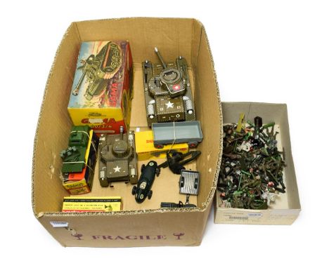 Mixed Lot Gama 601314 Tank clockwork with sparking machine guns (E box G) a smaller example (G-F) Vilmer (Denmark) Chevrolet 