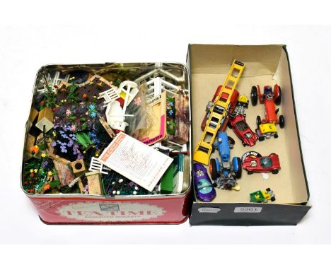 Mattel Hotwheels Silhouette, 2xBeatnik Bandit (one lacks canopy), four dragsters and a Dump truck badge; together with a coll
