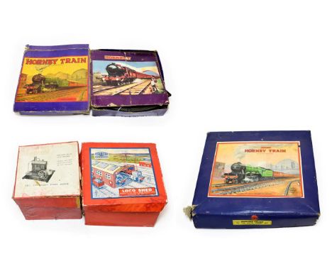 Hornby O Gauge Sets No.21 Tank Goods (G box G-F) and two M Series Goods sets (both F-G boxes F-G) together with various other