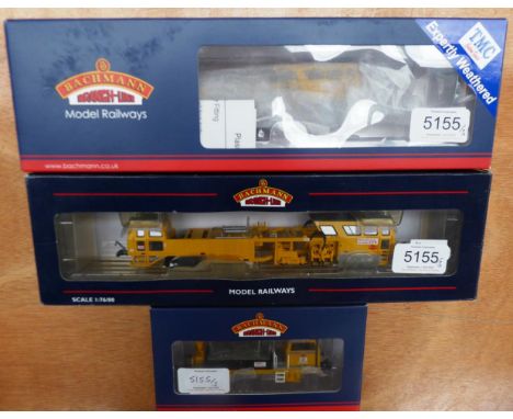 Bachmann OO Gauge Two Plasser Tamper Machines (Motorised) 36165 and 36165A DCC PCB, weathered by Trafford Model Centre; toget