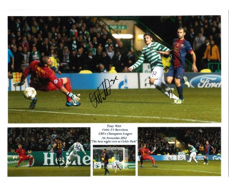 Tony Watt Collage Barca goal Celtic Signed 16 x 12 inch football photo. Good Condition. All signed pieces come with a Certifi