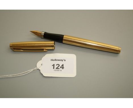 A gold fronted Parker pen, engine turned, stamped 14k gf