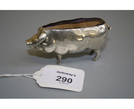 A probably Edwardian silver novelty pin cushion, in the form of a rotund pig, possibly Birmingham 1906, by Addie &amp; Loveki