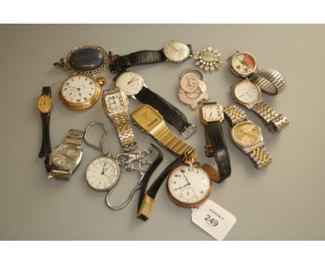Omega, a lady's gold plated Omega wristwatch, with rectangular dial and baton numerals, mechanical movement, a gold cased ope