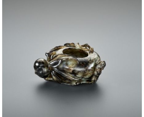A ‘PEACH’ BRUSH WASHER, QING DYNASTYChina, 18th century. Well hollowed as a large peach. Finely carved and reticulated in hig