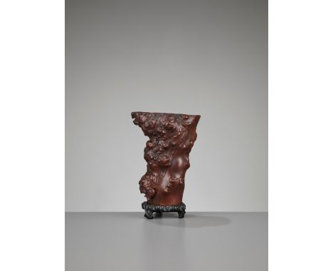 A BURLWOOD ‘TREE TRUNK’ BRUSH POT, BITONG, EARLY QING DYNASTYChina, 17th – 18th century. Of attractive form and proportions, 