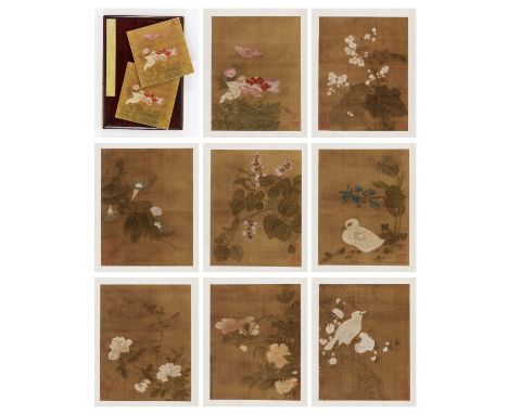 LU ZONGGUI, DATED 1229: AN IMPORTANT SONG DYNASTY ALBUMChina. Eight watercolors on thin silk. With two hardwood covers. Paint