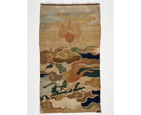 A LARGE KESI ‘DRAGON’ PANEL WITH KIRIMON, MING DYNASTYChina, 17th century. Made for the Japanese market. Finely woven with th