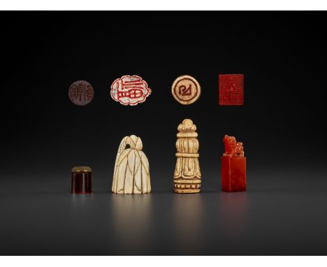 A LOT OF FOUR SEALS, QING DYNASTY TO REPUBLIC PERIODChina, 17th century (the ivory seal) and late 18th to early 20th century 