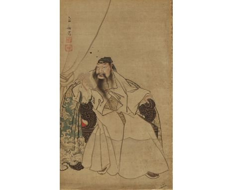 ‘GUAN YU READING THE SPRING AND AUTUMN ANNALS’, MING DYNASTYChina, 1368-1644. Ink and watercolors on paper. Signed upper left