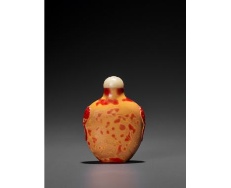 A ‘REALGAR’ GLASS SNUFF BOTTLE, QING DYNASTYChina, 18th to early 19th century. Of high-shouldered tapering form, the body wit