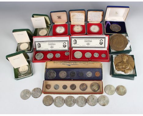 A large collection of Royal Mint and other commemorative coins, including three silver crowns 1972 and three Silver Jubilee c