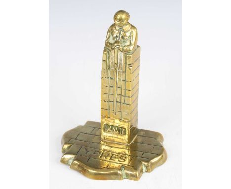 A post WW I brass desk weight in the form of the Brooding Solder at the Canadian War Memorial Saint-Julien to commemorate to 