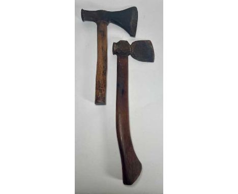 A WWI trench hand axe together with an english made early 19th century  hand axe marked Skinner &amp; Johnson. Largest height