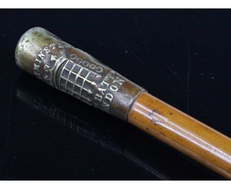 A 20th century swagger stick, having a malacca shaft and brass tip with crest for the 10th Battalion Queen's Westminster Rifl