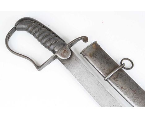 A 1796 pattern Light Cavalry sabre, the 71cm curved blade etched with stands of arms and foliage, having a steel stirrup hilt