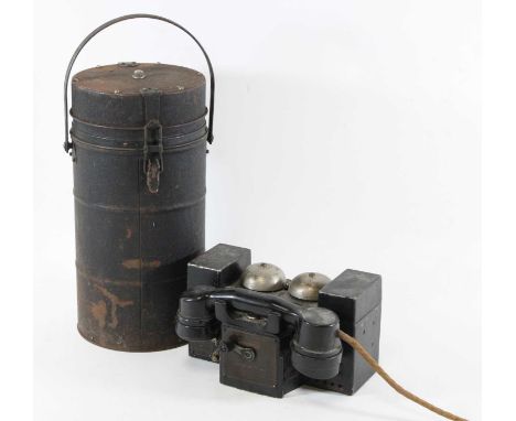 A General Electic Company British military field Telephone Set "F" Mk 1, together with a post WW II miltary Thermos flask wit