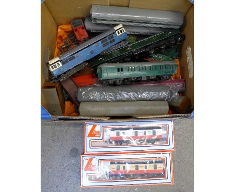 Model rail including two Lima Tartan Arrow parcel coaches