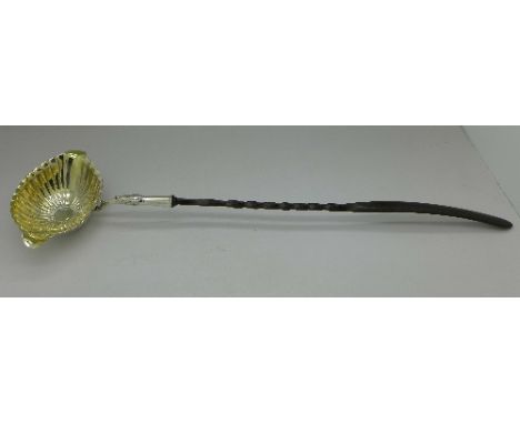 A silver toddy ladle, 41cm, no marks