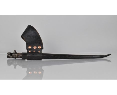 An American Civil War 1855 Socket Bayonet with Triangular Blade and Leather Scabbard 