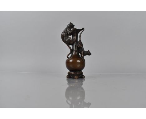 After Christophe Fratin (1801-1864) A French Bronze Group, Two Cats on a Ewer, 16cms High 