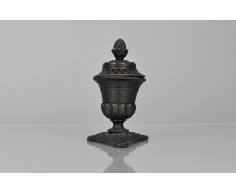 A Early 19th Century Bronze Pastille Burner in the Form of a Lidded Classical Urn, 10cms High 