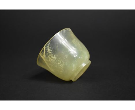 A Carved Jade Cup of Round Plain Funnel Form on Circular Foot, 5cms Diameter 
