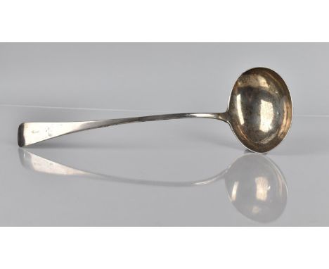 A Georgian Silver Ladle, Hallmark Rubbed, 33cms Long, 193gms 