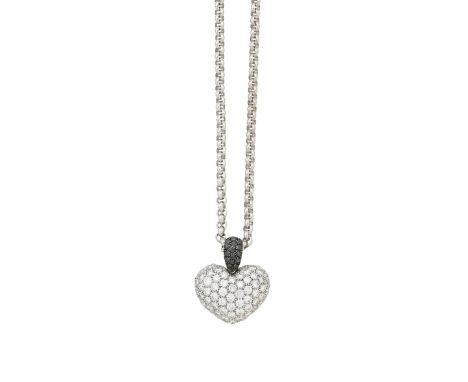 A diamond heart-shaped pendant with chain, ChopardThe heart-shaped pendant pavé-set with round brilliant-cut diamonds, to a b