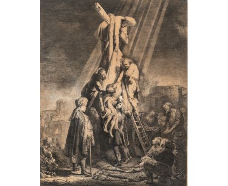 1606 Leiden - 1669 Amsterdam. Radierung. Die Große Kreuzabnahme. Darunter 'Rembrandt f. cum  pryvl. 1633 Amstelodami Hendrick