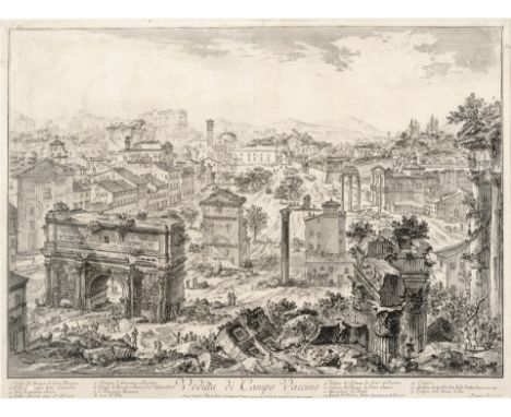 1720 Mogliano - 1778 Rom.  Radierung. 'Veduta di Campo Vaccino'. In der Pl. in ital. bet.  u. bez. (Leichte Papierschäden). 4