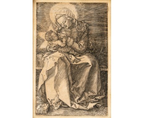 1471 Nürnberg - 1528 ebd. Radierung. Maria Lactans. 1519. U.l. in der Pl. monor. u. dat.  Verso ovaler unleserl. Sammlungsste