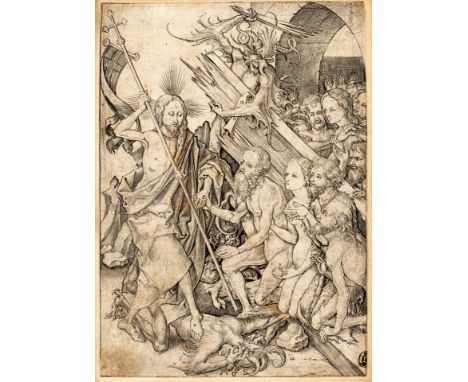 Um 1445/1450 Colmar - 1491 Breisach. Radierung. Christus in der Vorhölle. Aus: Passion. U.m. in der Pl. monogr. (Rest., besch