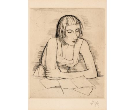 1878 Karlsruhe - 1955 Berlin.  Radierung. Lesende oder beim Lesen. 1925. U.r. mit Bleistift  sign. Erschienen in: Die fünfte 