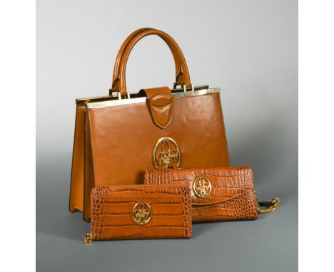 Daniella di Royale of Verona, a new and unused 'Le President' cognac leather handbag, with gilt brass trim, logo and hardware