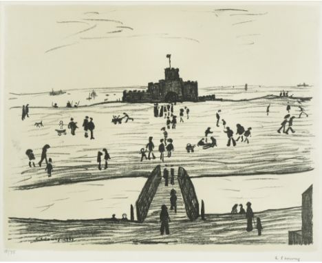 § Laurence Stephen Lowry, RBA, RA (British, 1887-1976) Castle by the Sea signed lower right "L S Lowry" and numbered 18/75 li