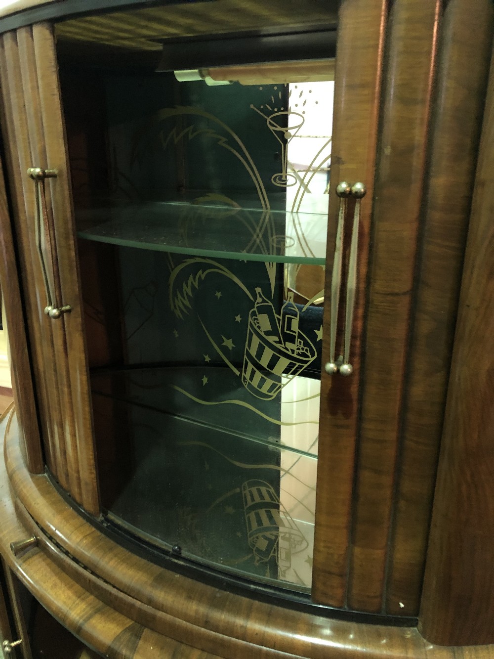 An Art Deco tambour fronted Sureline cocktail by Serlin