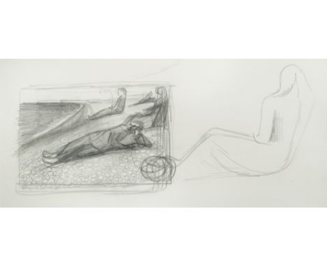 § Elisabeth Vellacott (British, 1905-2002) Sketch for "Chesil Beach", circa 1952 pencil 18 x 38cm (7 x 15in) Other Notes: Eli