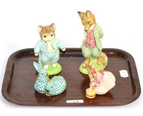 Two Royal Albert Beatrix Potter figures 'Tom Kitten', 'Foxy Whiskered Gentleman'; Royal Doulton figure 'Ballerina Bunnykins' 