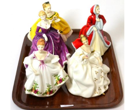 Five Royal Doulton figures 'The Last Waltz' HN2315, Country Rose HN3221, Belle HN4235, Rachel HN2936 and 'My Love' HN2339