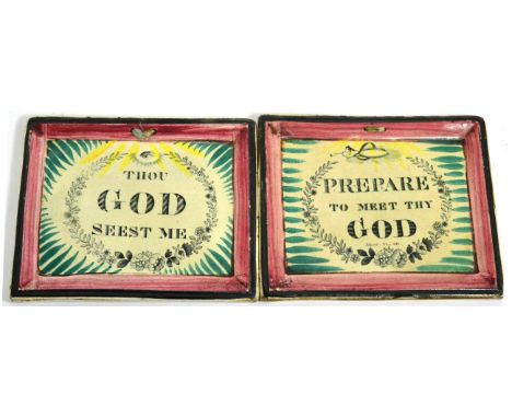 Two Sunderland pottery religious plaques