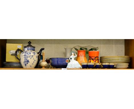 A Royal Worcester blue ground coffee service, Royal Doulton plates, Poole vase, Royal Worcester figure etc