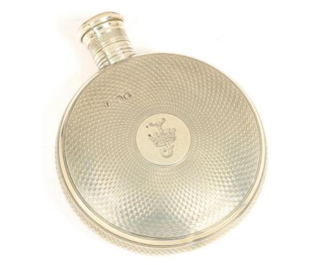 A VICTORIAN SILVER HIP FLASK, 10 CM H, LONDON 1863, 2OZS 15DWTS++DENTED