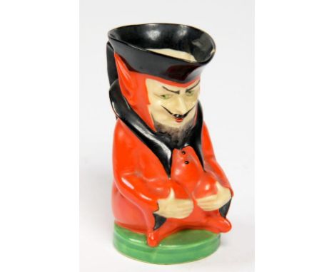 A ROYAL WORCESTER MEPHISTOPHELES TOBY JUG, 8.5CM H, PRINTED MARKS, INCLUDING 2850, 1929, SMALL CHIP ON RIM