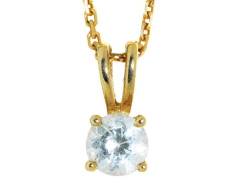 A GEM SET PENDANT IN GOLD, MARKED 375, ON 9CT GOLD CHAIN, 3G++LIGHT WEAR CONSISTENT WITH AGE