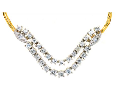 A DIAMOND NECKLACE, APPROX 0.7 CT, ON GOLD CHAIN MARKED 750, 11G++LIGHT WEAR CONSISTENT WITH AGE