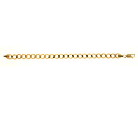 A GOLD CURB LINK BRACELET, MARKED 9KT, 7.5G++LIGHT SCRATCHES CONSISTENT WITH AGE