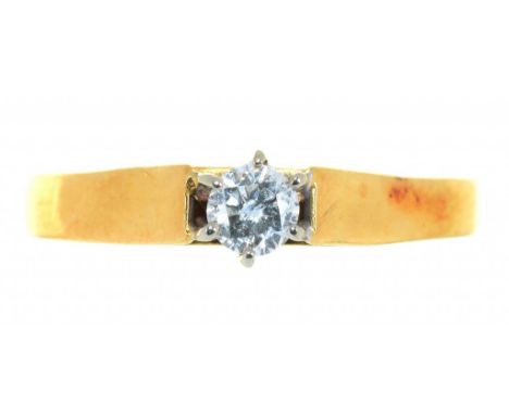 A DIAMOND SOLITAIRE RING, APPROX .2 CT, IN 18CT GOLD, 2.5G, SIZE S++LIGHT WEAR CONSISTENT WITH AGE, HALLMARK RUBBED
