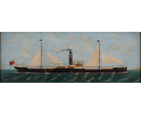 G. SEFTON, PORTRAIT OF THE STEAM SHIP MABEL BAIRD, SIGNED, OIL, 17 X 48CM